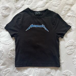 Cotton On Black Crop Top with Blue Graphic